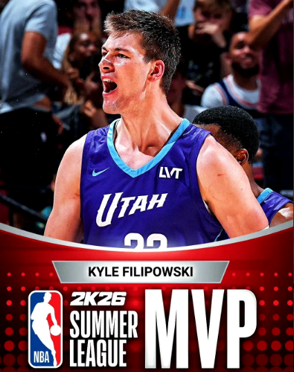 比杨瀚森强太多！夏联MVP这数据有点炸裂！
NBA官方宣布，爵士中锋菲利波夫斯基