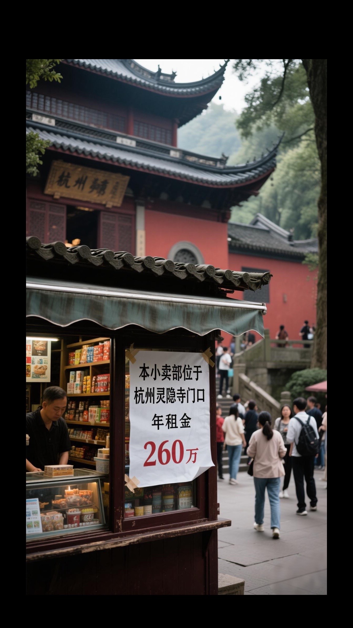 杭州灵隐寺门口260万年租金的小卖部！