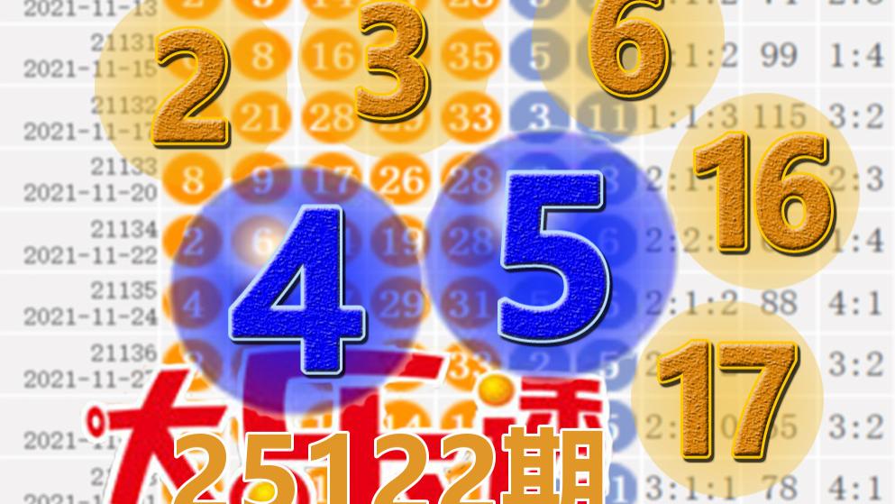 大乐透25122期开奖结果：双连号2-3，16-17，后区4-5，9注一等奖