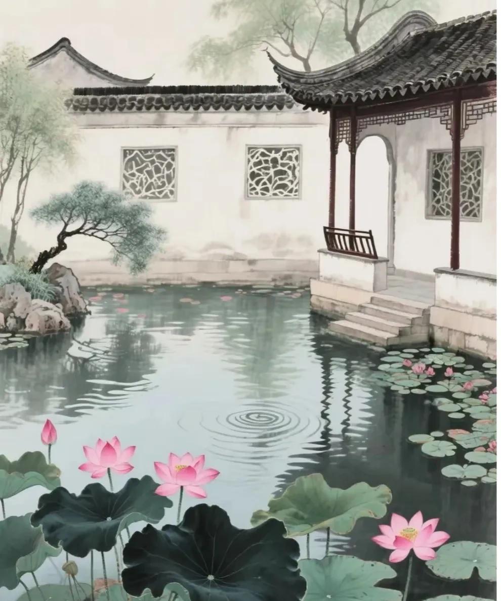 秀水一湾泛绿波
迎风老柳影婆娑
荷花几朵羞红脸
……[作揖][玫瑰]
上联:烟柳