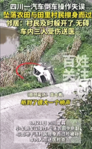 “离谱到家了！”四川宜宾，一女子在田地里干活时，突然听到惊呼声，她扭头一看，有辆