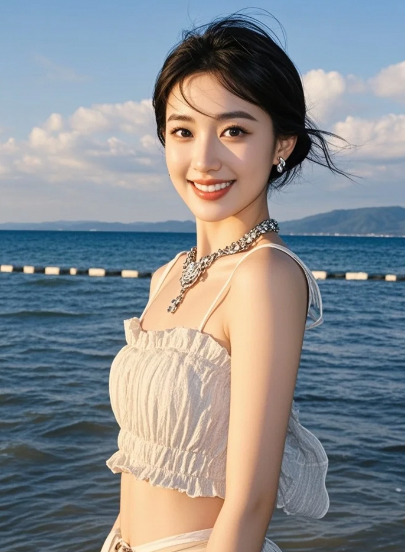 海浪的轻吟，她侧耳倾听。