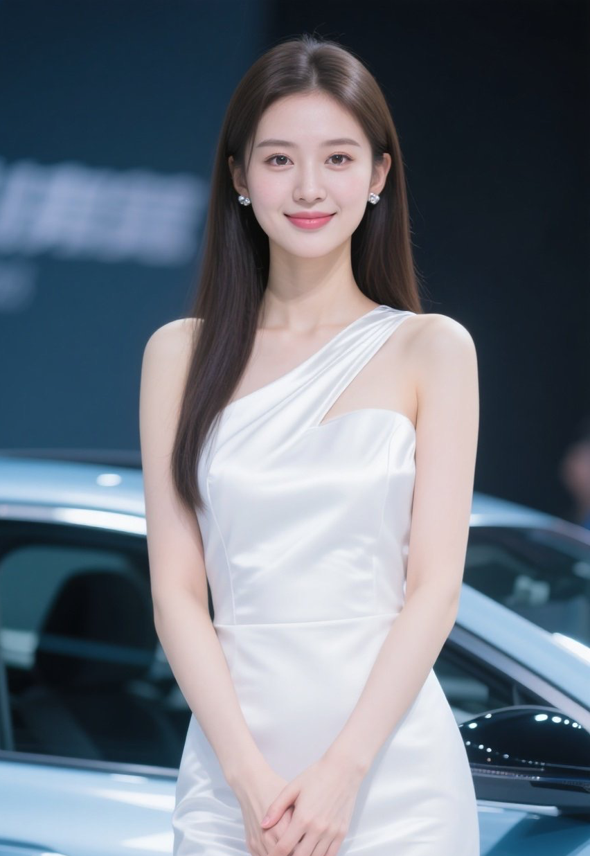 美眉轻抚车身时，从容自信最迷人

