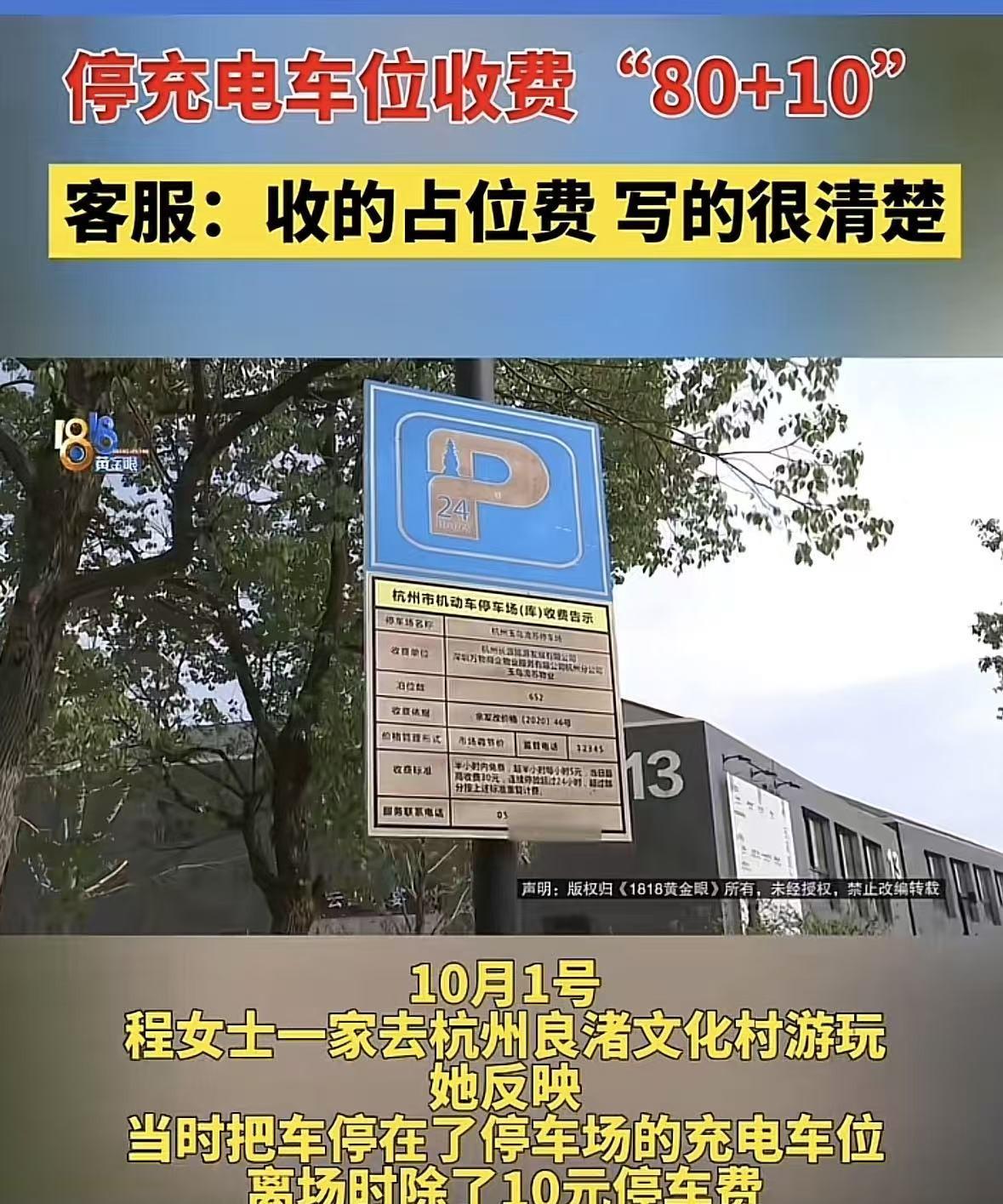浙江杭州，一女子驾车出游时，将车辆停放在停车场充电专用车位，但是她并未充电，而是