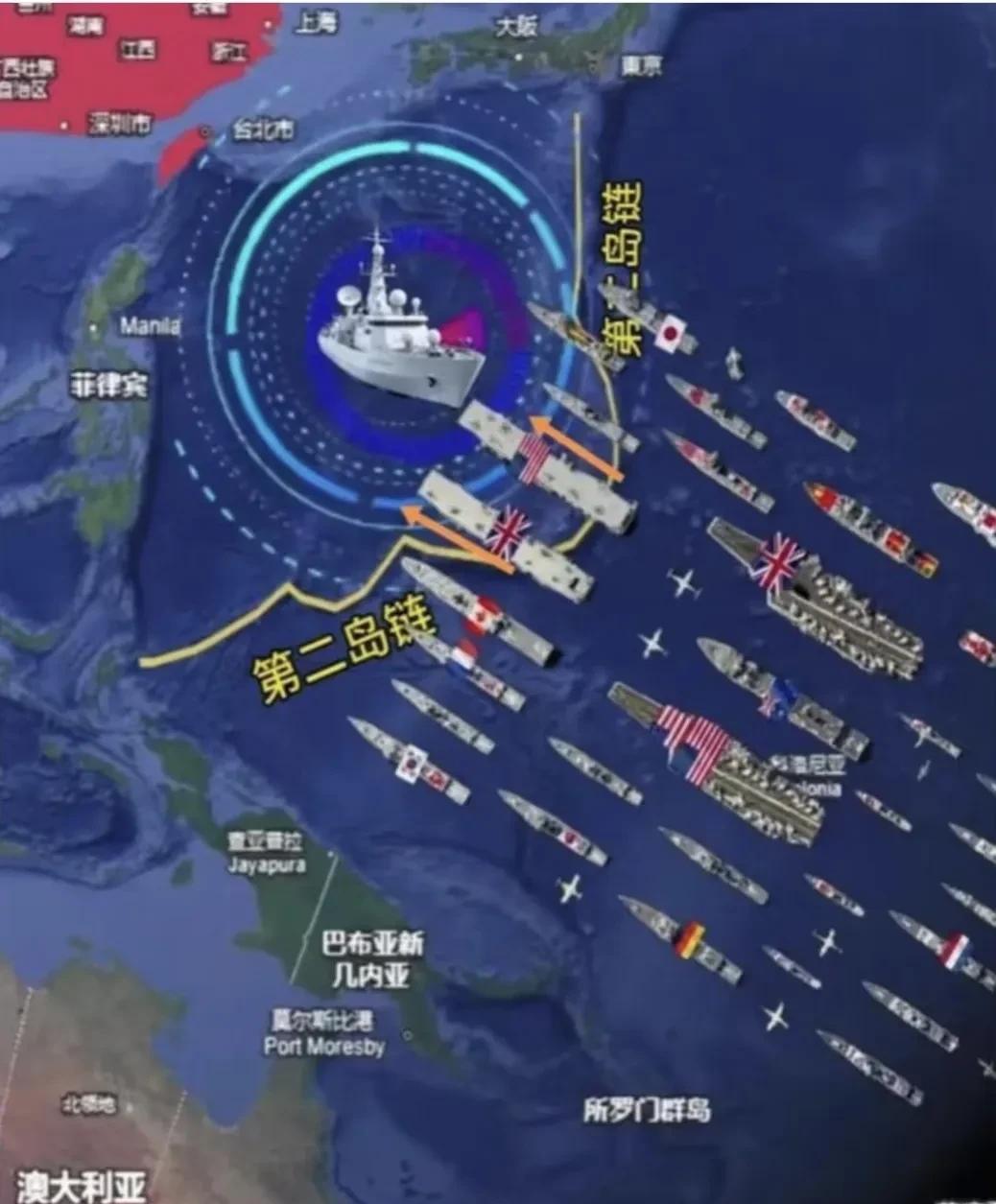 龙国弱的时候，看啥都是锁链
从第一岛链一直数到第三岛链
心里嘀嘀咕咕，诚惶诚恐，