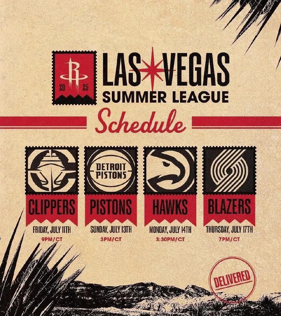 火箭队 NBA 夏季联赛电视转播赛程（北京时间）
7月12日，周六：快船    
