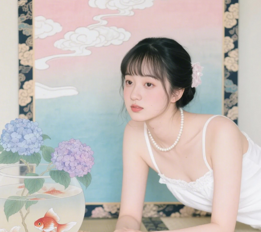 夏日美少女来袭，她的清纯浸润了整个夏天。