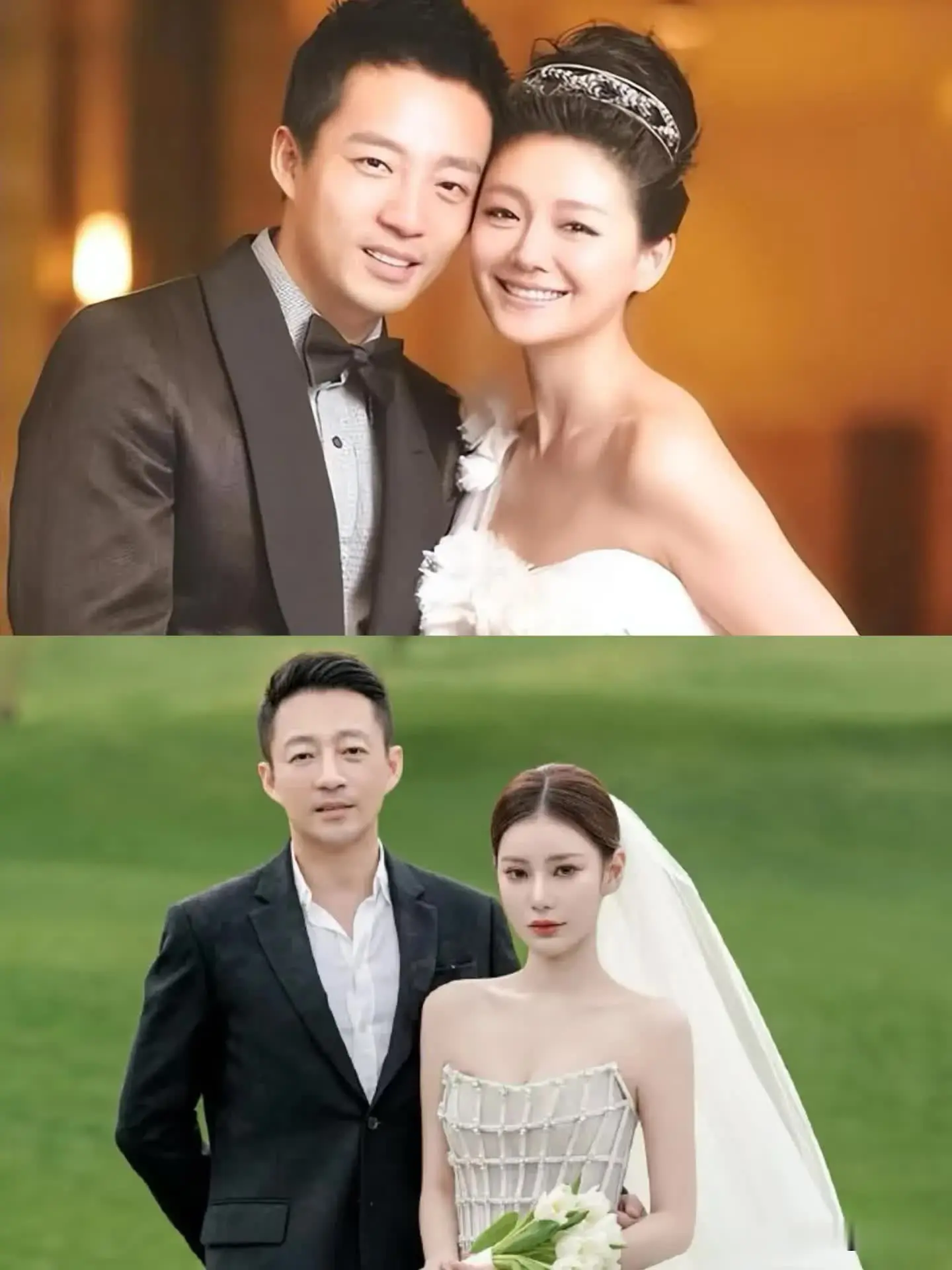 汪小菲与两任老婆结婚照对比，一婚和二婚还是有区别，通过结婚照就能看出来。
据说婚
