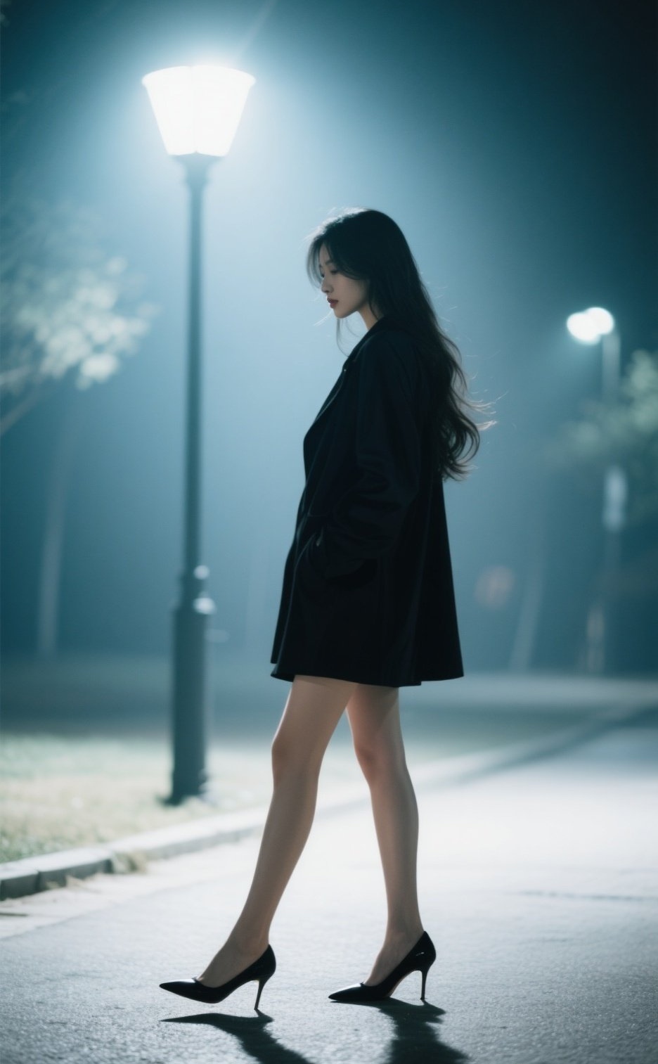 美眉高跟踏时尚，长腿曲线令人艳羡