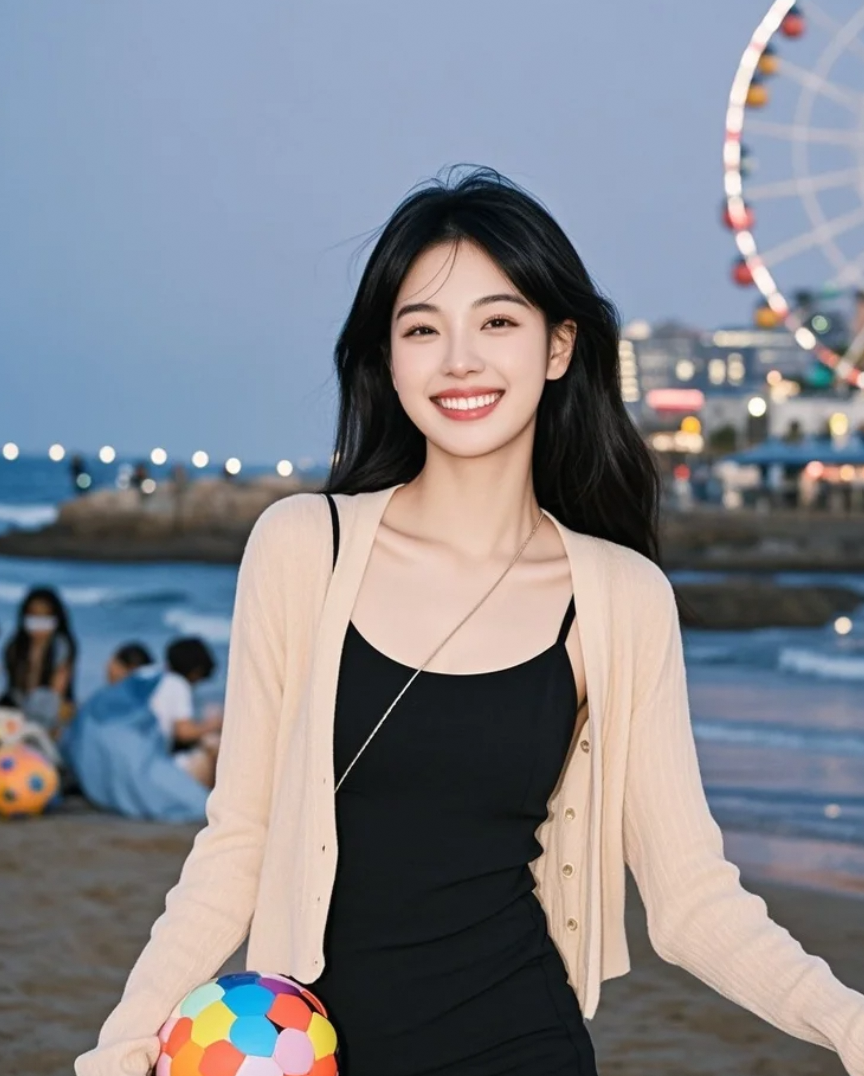 海风吻过她的发梢，这一刻她美得不像话