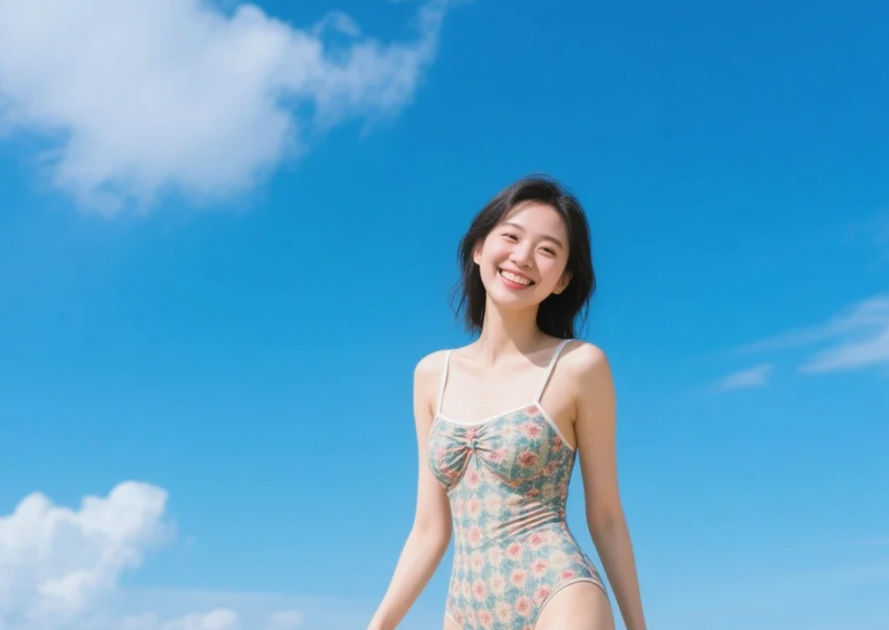 蓝天为幕，泳装佳丽们的心灵之旅