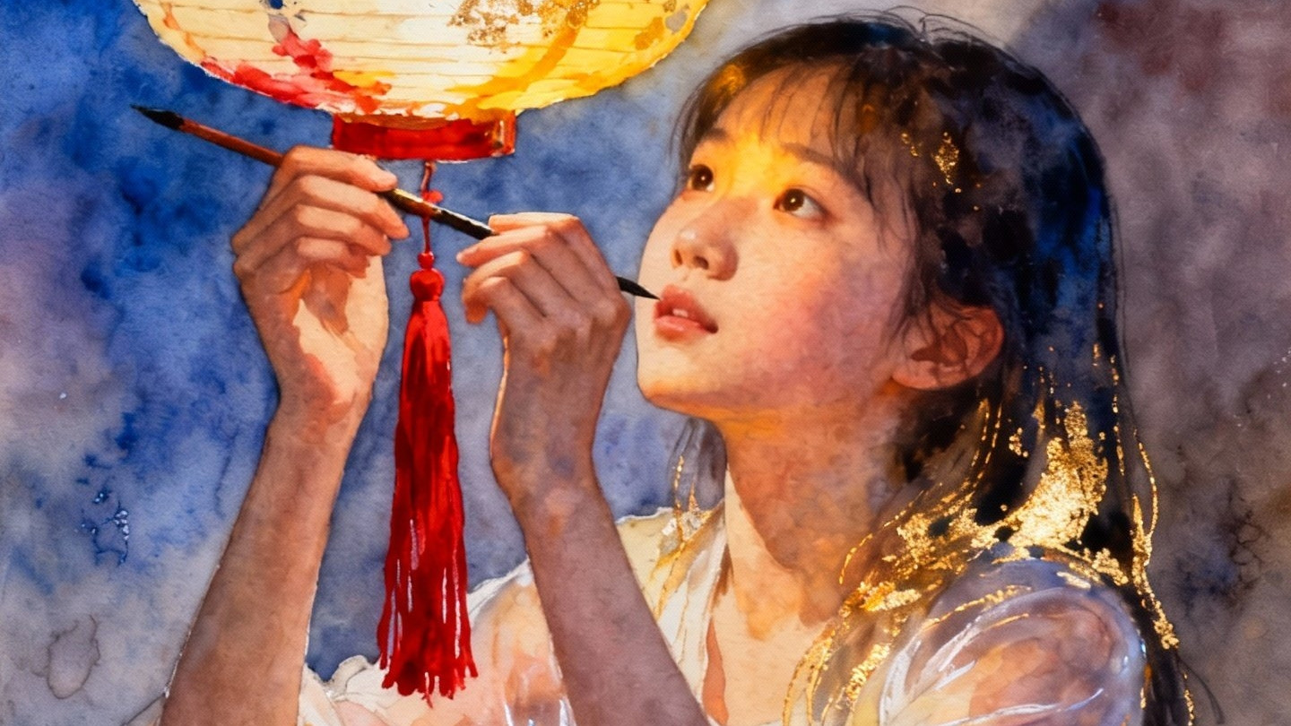 雪夜灯暖——圣诞岩彩里的光与柔