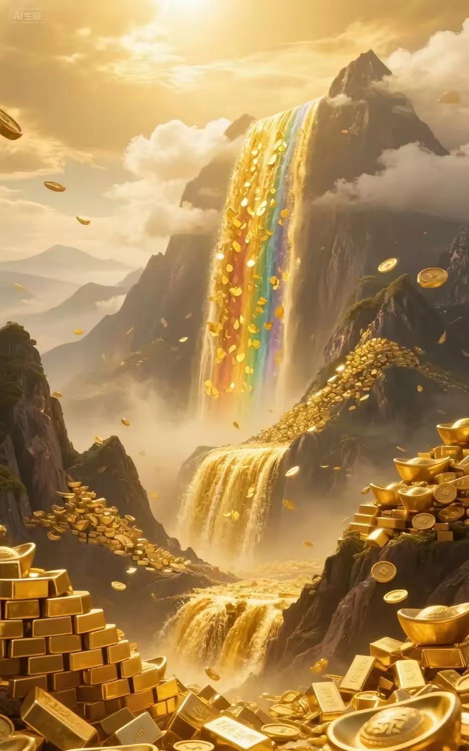 黄金瀑布，见者好运
财运亨通，八方来财