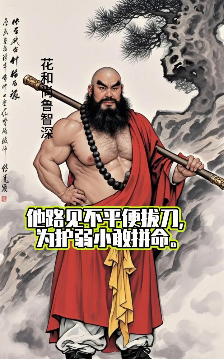 看似粗莽的鲁智深，却藏着最滚烫的侠义。他路见不平便拔刀，为护弱小敢拼命。这世间纷