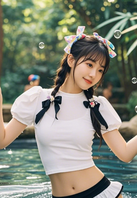 水雾朦胧美人浴 身姿摇曳动人心魄