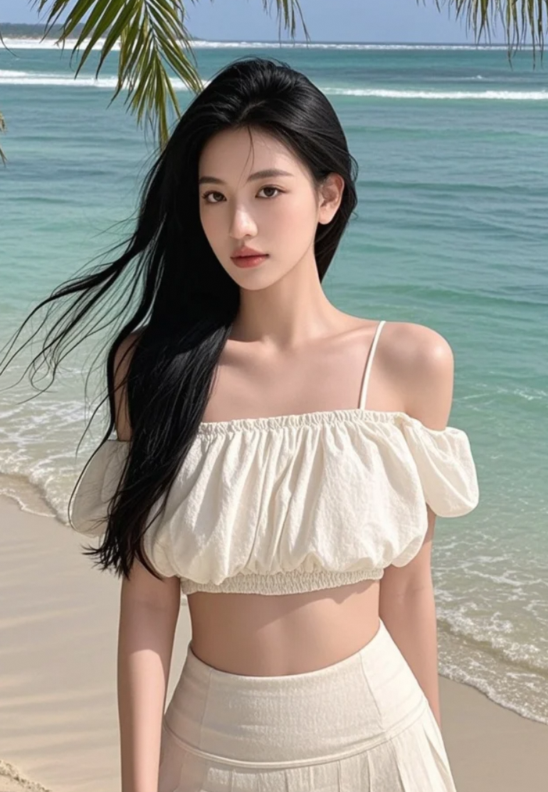 海鸥盘旋，她投去温柔一瞥