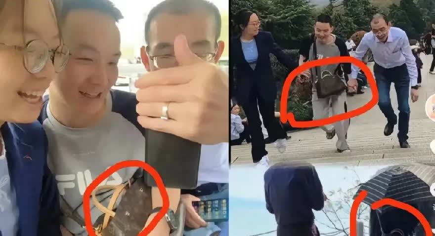 谢浩男去深圳湾游玩的时候帮后妈背包引发热议，有网友说这么小的包都背不动吗，让一个