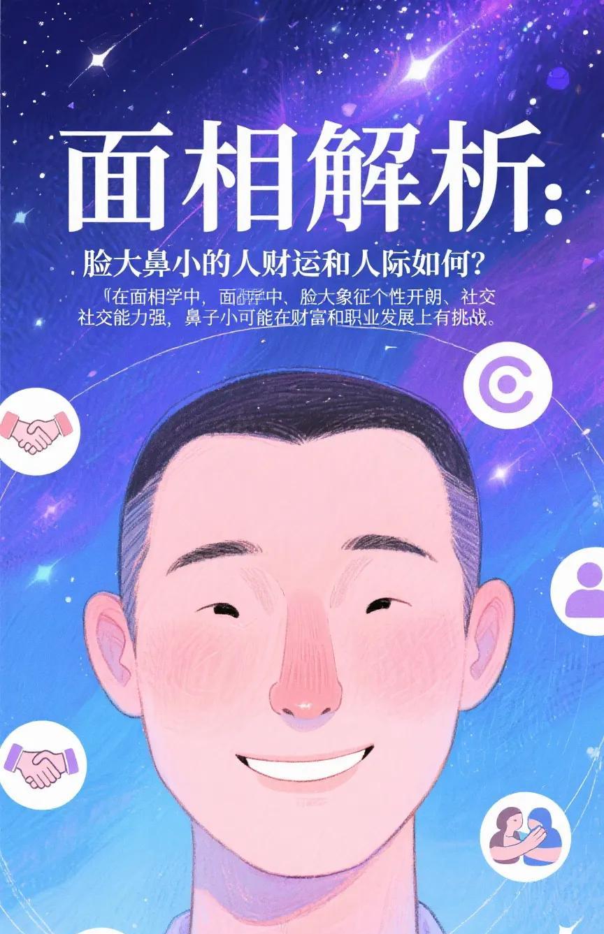 面相解析：脸大鼻小的人财运和人际如何？   
在面相学中，鼻子被视为财富和命运的