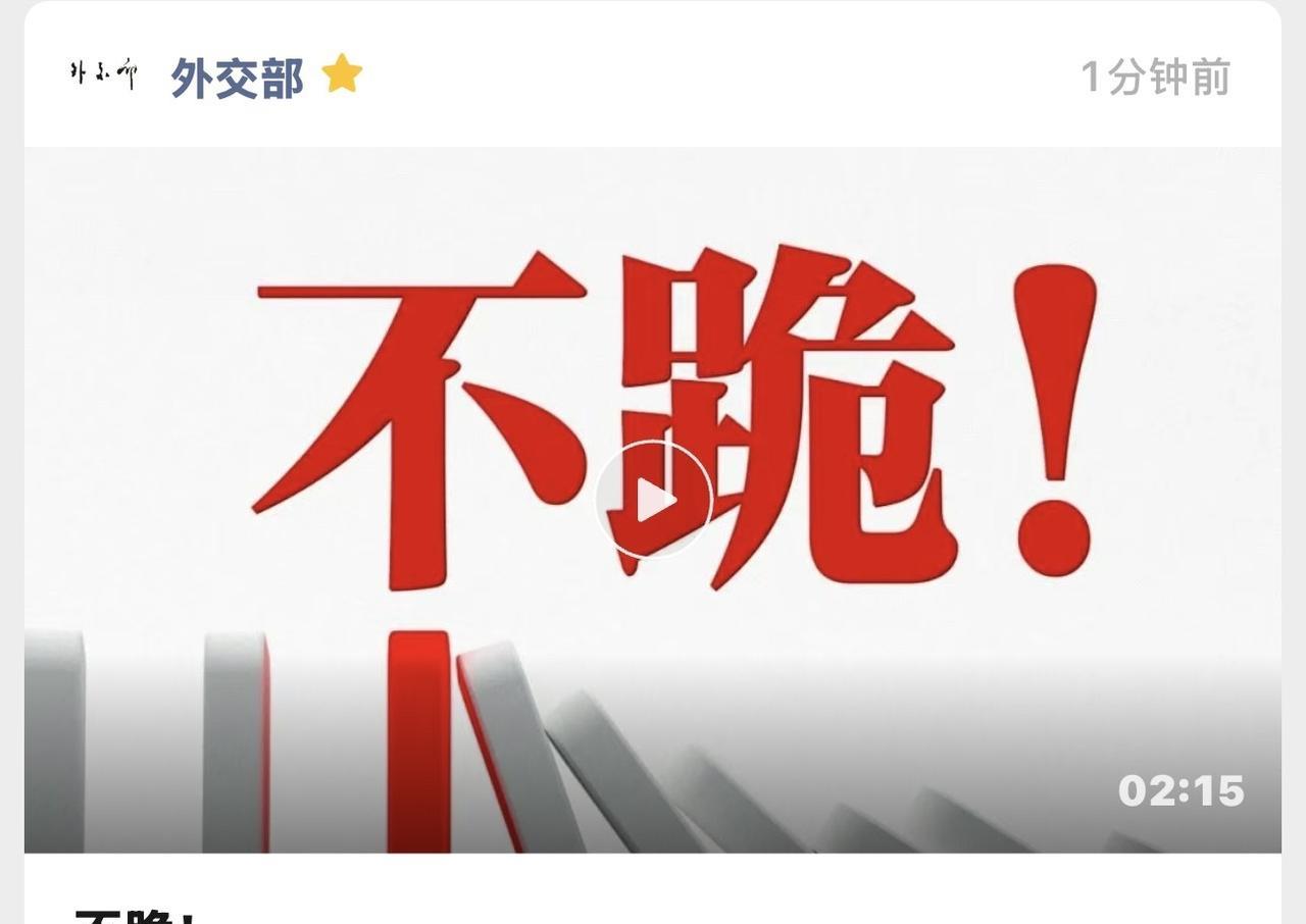 中国外交部在4月29日早晨发布《不跪》，个人看法是：我们明确扛起了反对美国“关税