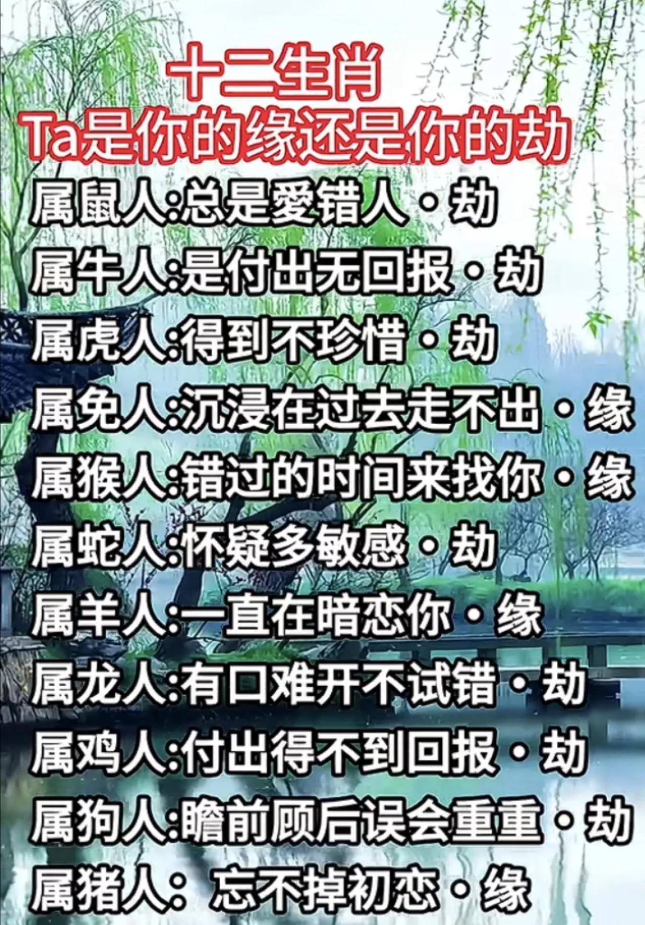 十二生肖，TA是你的缘，还是你的劫？