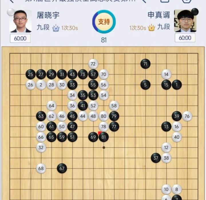 第一届世界最强棋士战三番棋决赛第二局比赛正在激烈进行中。
  这盘棋，由申真谞