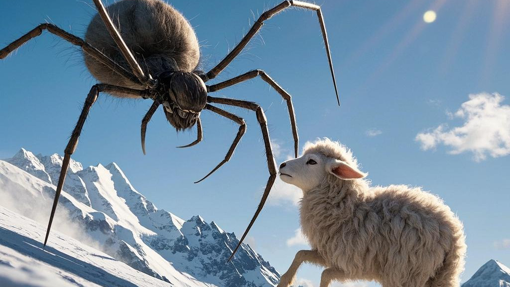 《雪山惊遇：羊蛛对峙》