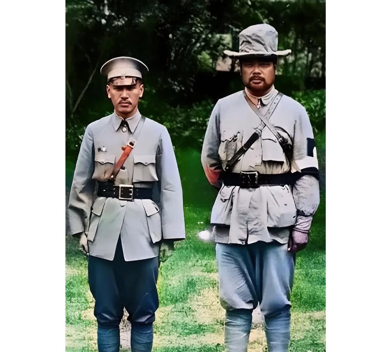 一张摄于1928面河南的老照片，大家看看站在草坪上的这两人是谁？这不是演戏，也不