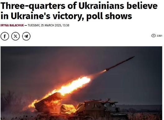 乌克兰智库Razumkov中心在2月28日至3月6日进行的民意调查显示，74%的