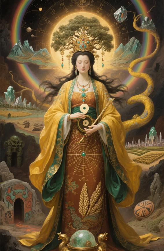 后土娘娘法力妙，庇佑人间灾祸消。风调雨顺收成好，仓满廪盈乐陶陶。
一拜后土福泽厚