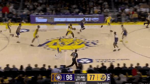 詹姆斯末节才拿到全队第1次抢断，反击快攻助攻克内克特打进