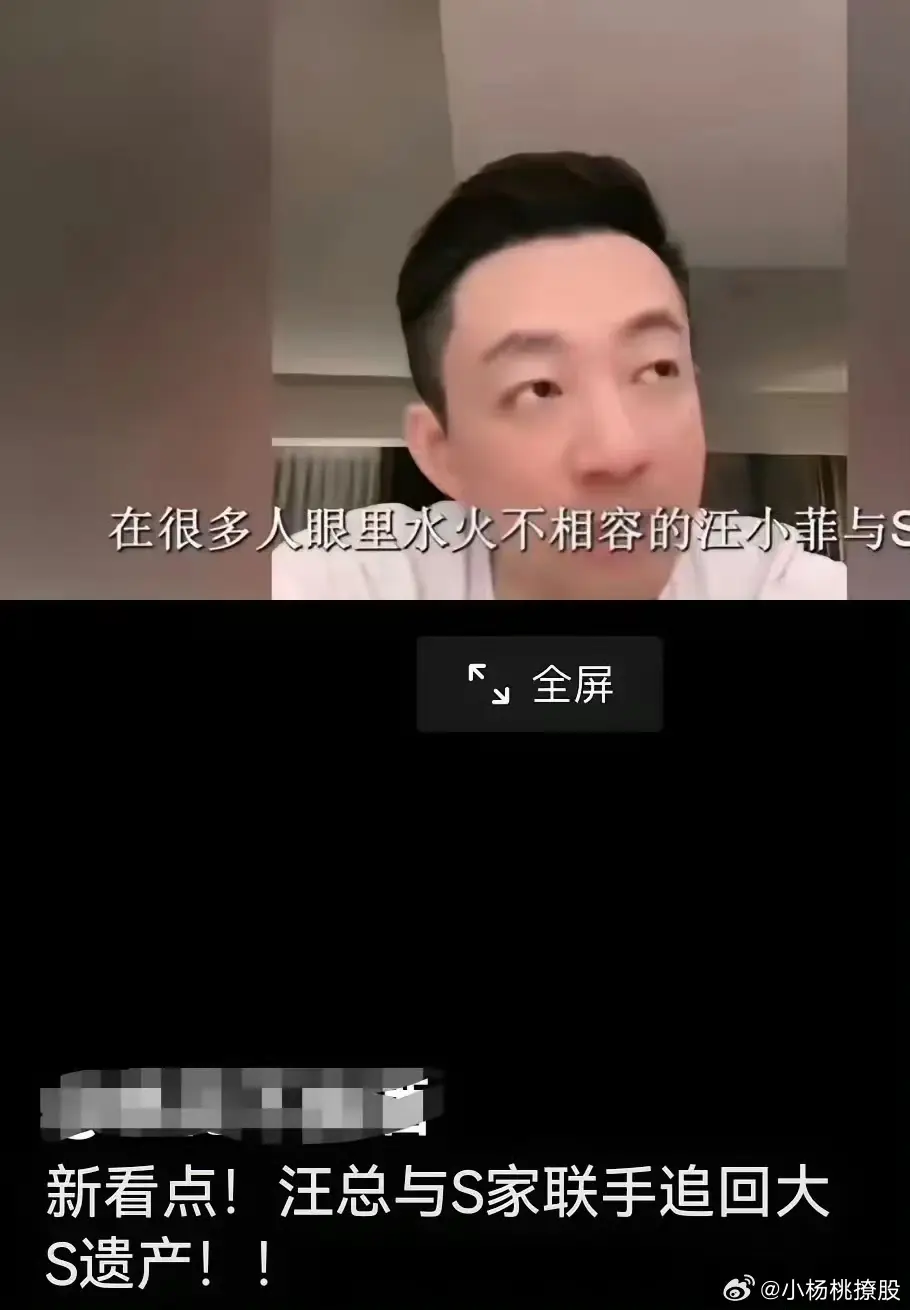 最新消息：汪小菲与S家联手追回大s遗产