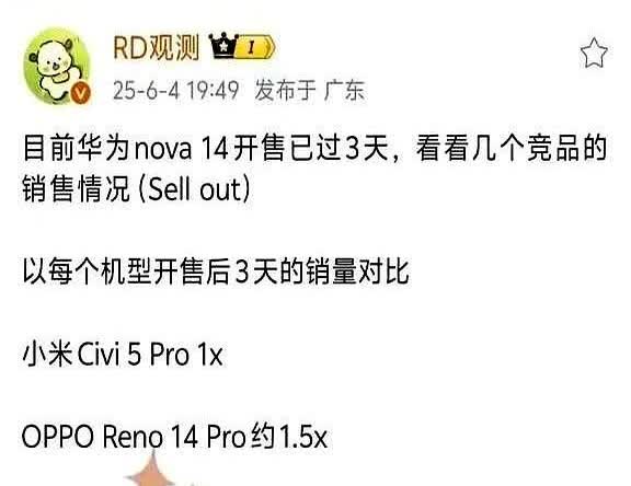 华为“技术上锁”后的状况已经出现，很明显，同样是中端机，但是Nova14和其它安