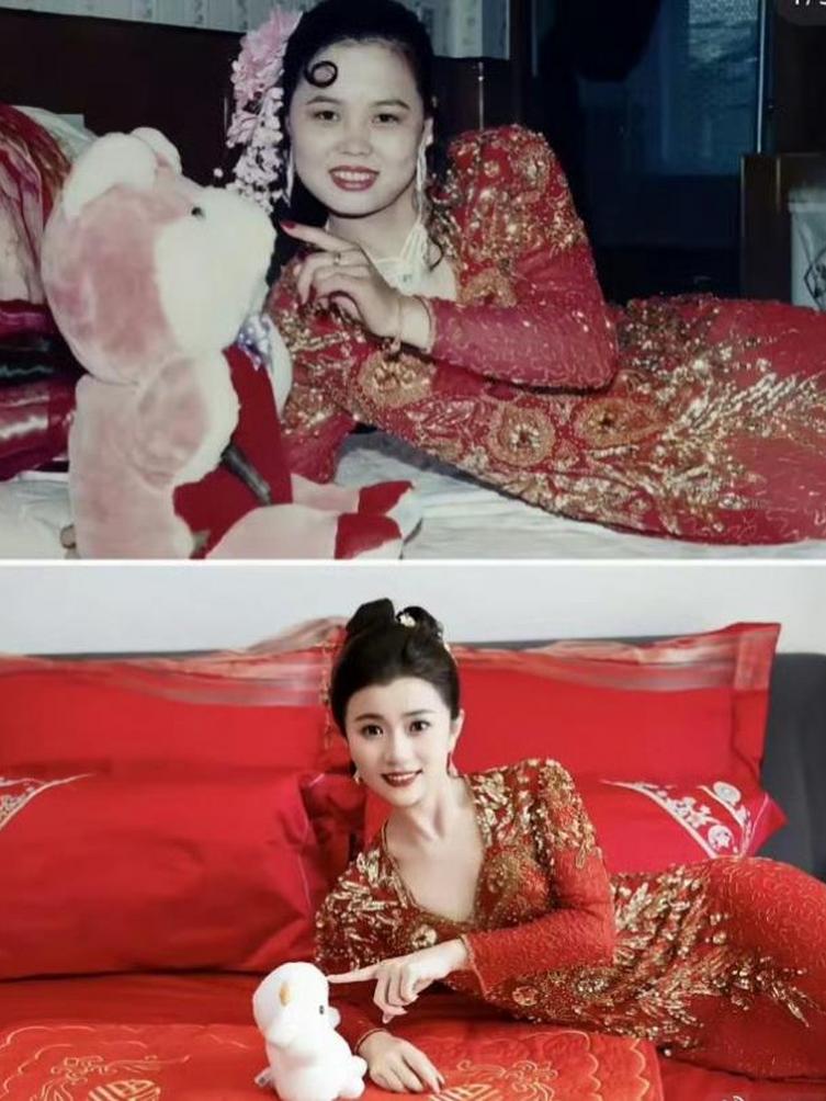 女儿穿妈妈出嫁那天的衣服，大家看看感觉如何

