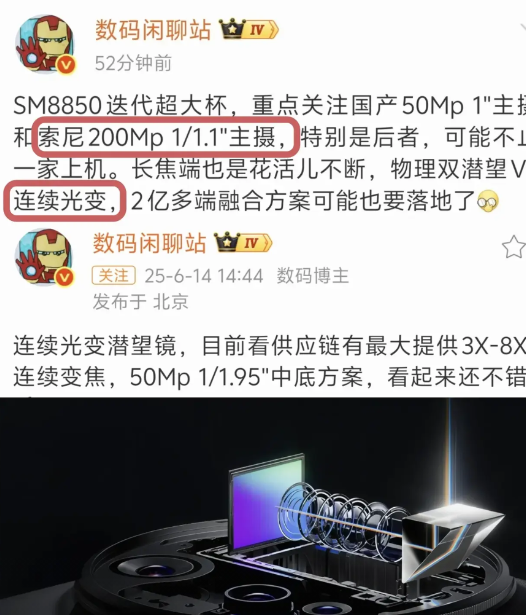 这才是手机最新至强影像科技
2亿潜望长焦和2亿接近一英寸的主摄
国产厂商胃口太大