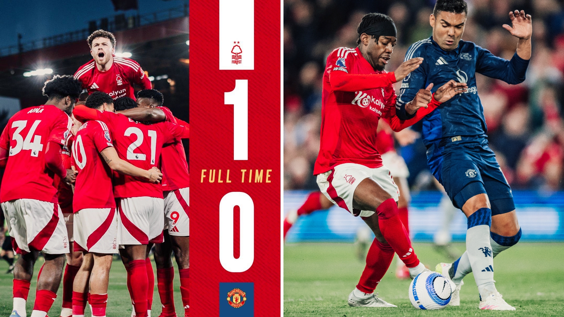 英超：曼联客场0-1负于诺丁汉森林，4轮不败终结。
伊兰加开场便一条龙弑旧主，帮
