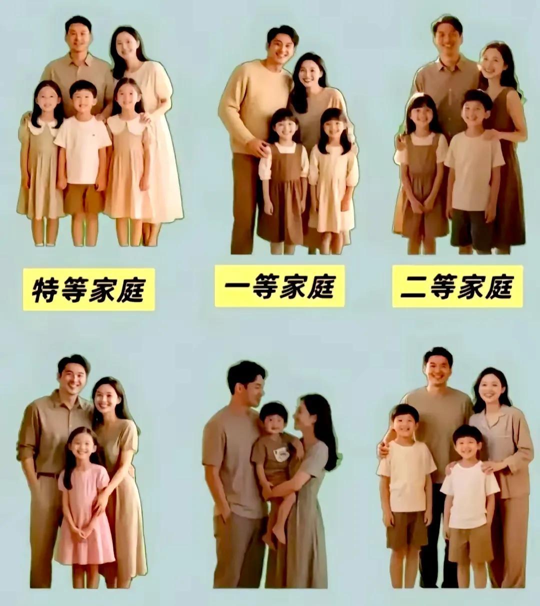 自从三胎放开后，家庭也分为了五个等级，快看看你家属于哪个等级吧？
#家庭# #三