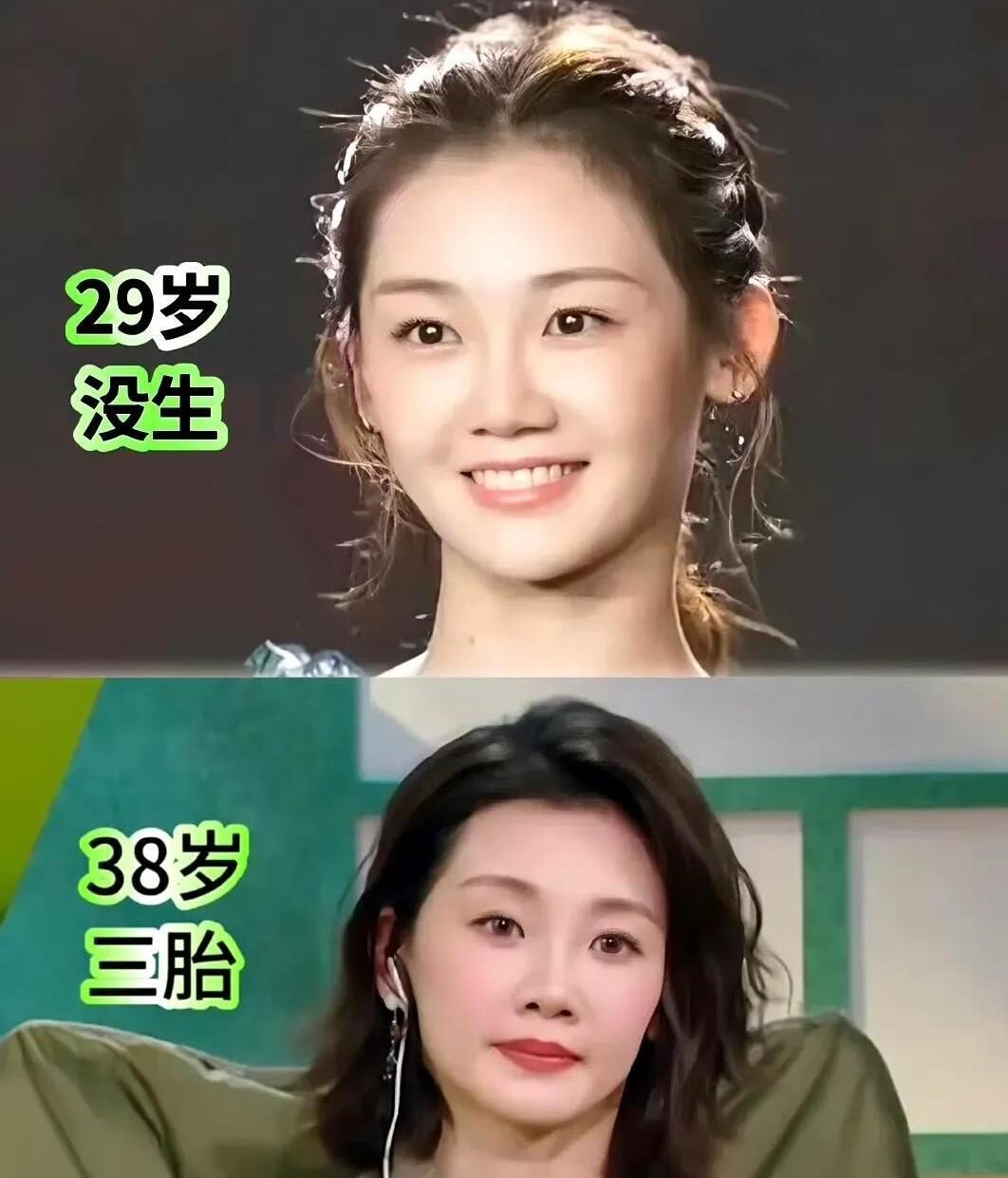 这是女演员在近十年时间的不同比对照片，九年前貌美如花，不管怎么看都是那么好看，美