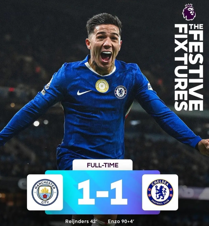 恩佐——阿森纳球迷都该感谢的男人！

切尔西1-1曼城，恩佐为蓝军打进绝平一球，