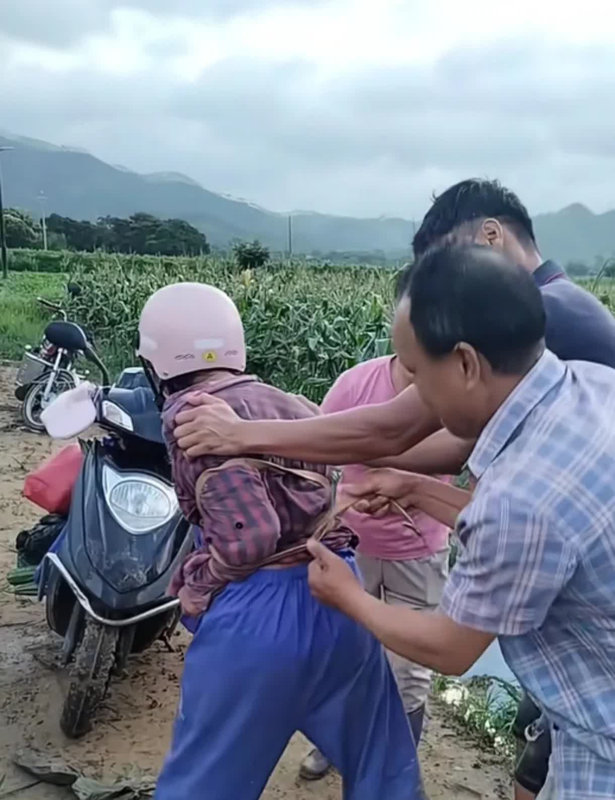 农村女子偷菜，被主人家五花大捆，旁边有人拍照助威，就没人制止这一违法行为。辛辛苦