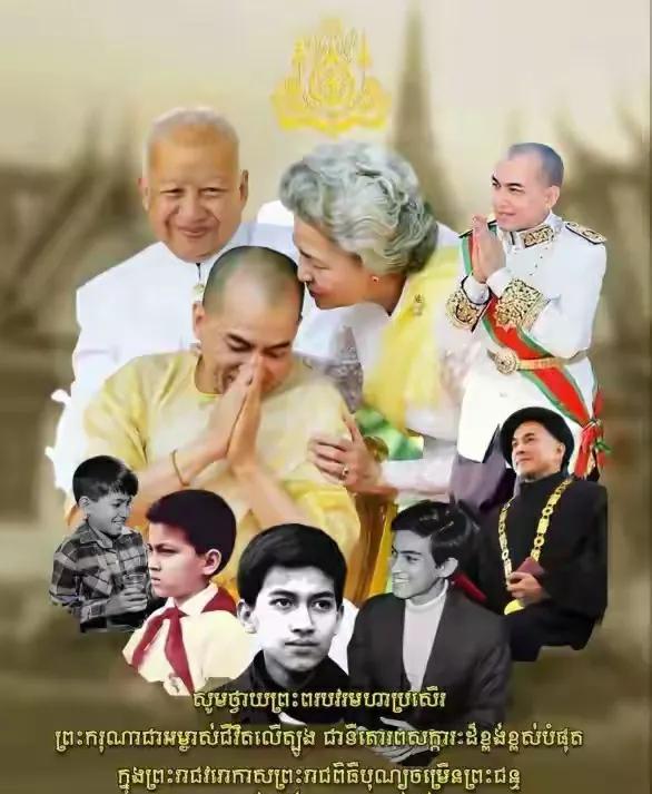 这张相片集结了西哈莫尼国王的前半生，从英俊的少年王子到善良温和的柬埔寨国王。
西