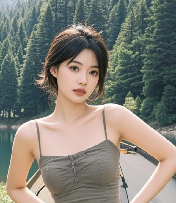 女生踏入露营天地，于林间书写清新诗篇