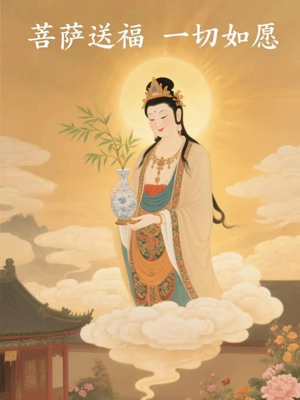 千载良机转瞬逢，慈航普渡福盈胸。
菩萨垂爱临华第，祥瑞凝辉映九重。
虔心合十祈如