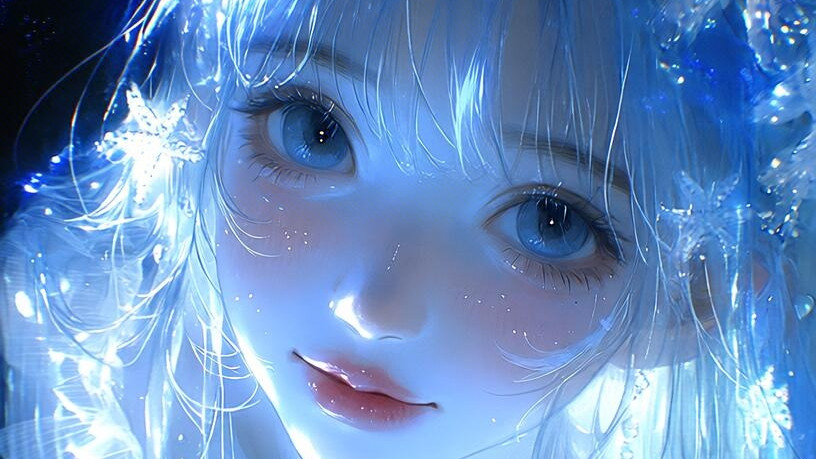 用ComfyUI生成冰蓝氛围感插画