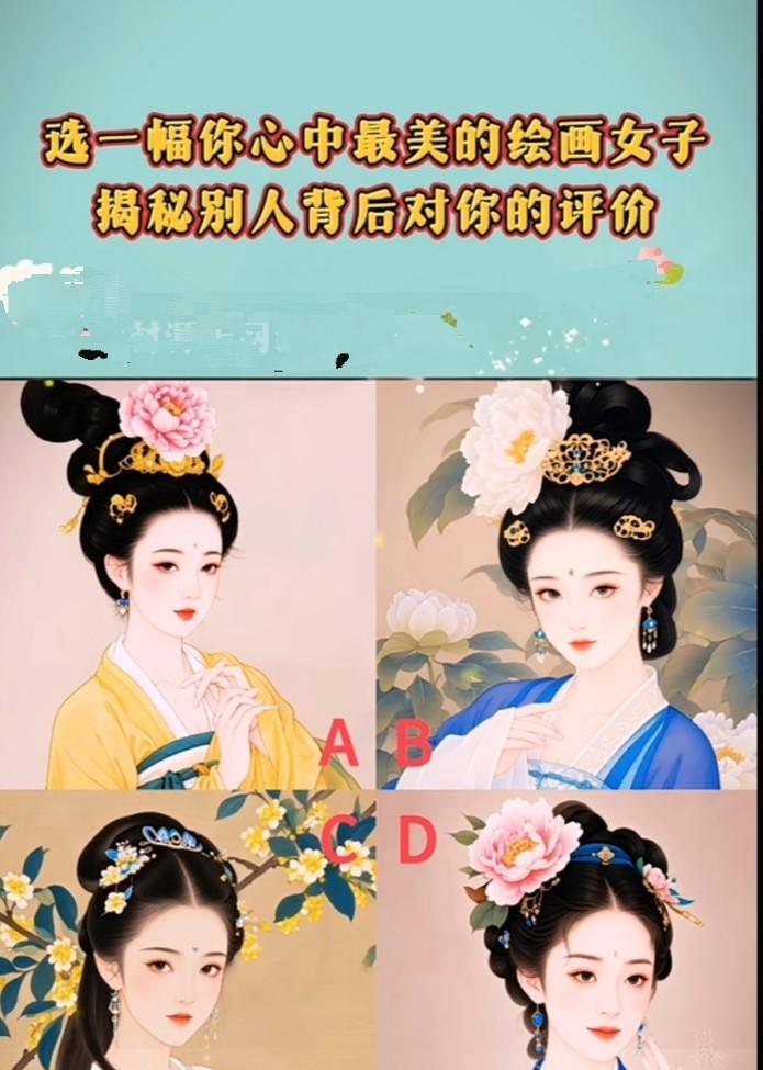 心理测试1438，选一副你心中最美的绘画女子，揭秘别人背后对你的评价？#秋日生活
