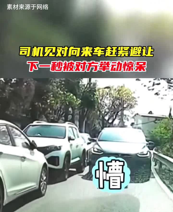 司机见对向来车赶紧避让，下一秒被对方举动惊呆。
科目三懵。