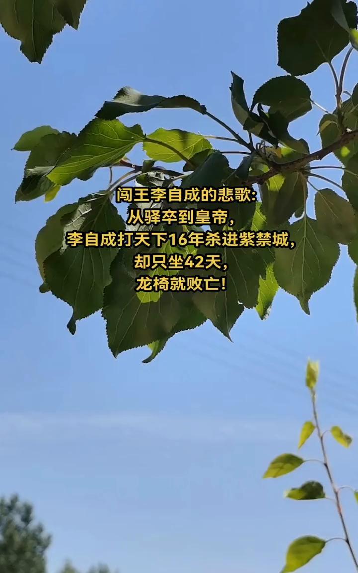 闯王李自成的悲歌：从驿卒到皇帝，李自成打天下16年杀进紫禁城，却只坐42天，龙椅