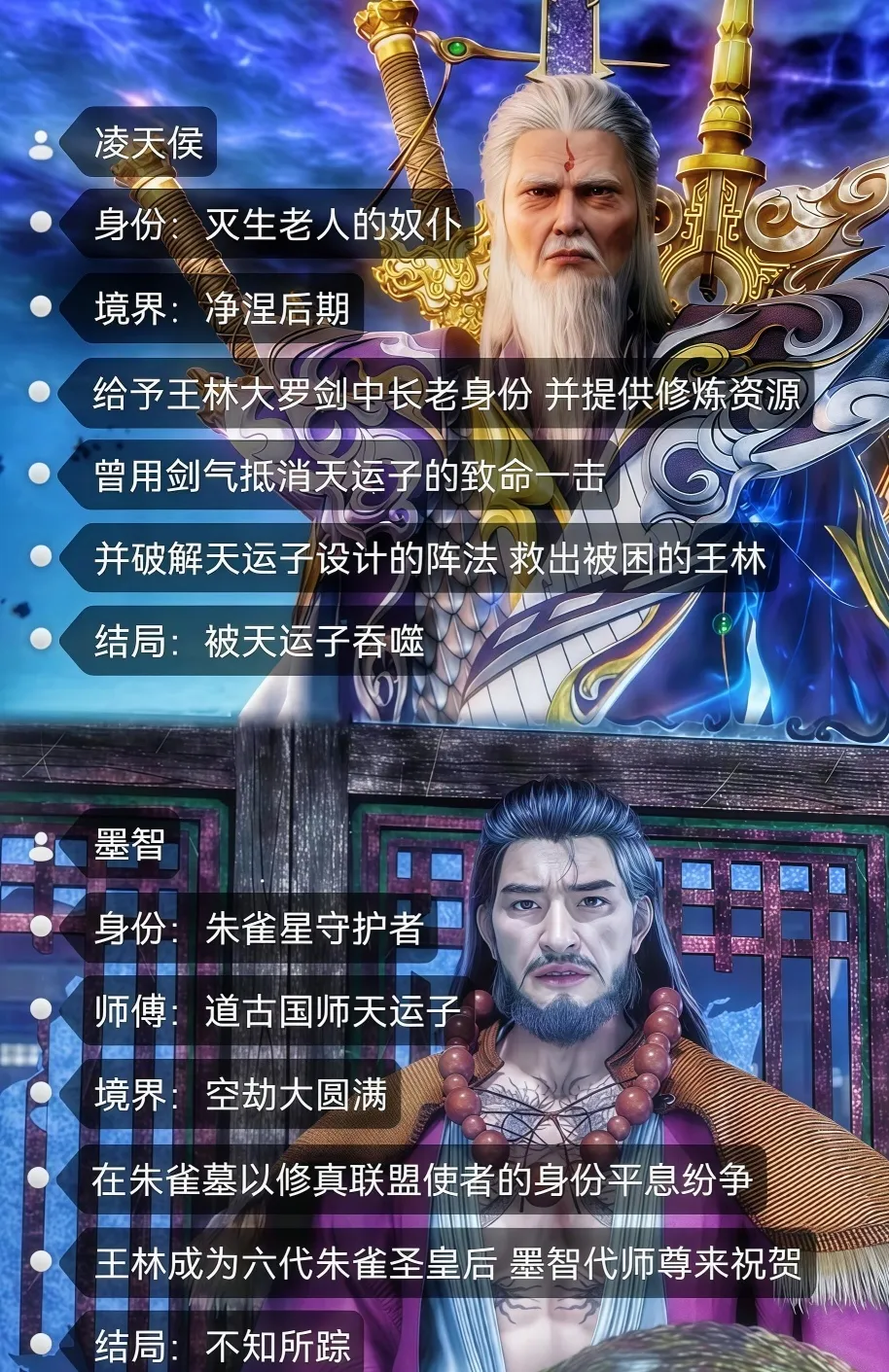 动漫《仙逆》
凌天侯
身份：灭生老人的奴仆
修为境界：净涅后期
事迹：赐予王林大