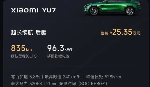 说真的，仔细研究过小米YU7的参数后，很难不承认它在25万级纯电SUV里确实堆料