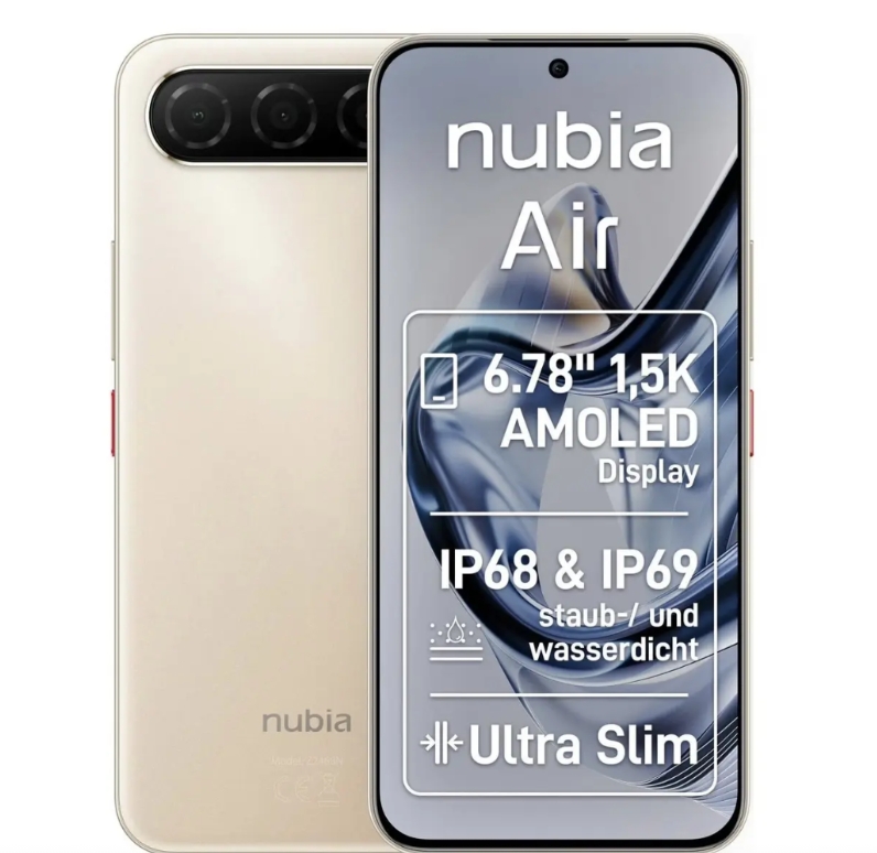 努比亚超薄新机在IFA2025上发布了，被命名为nubia Air，采用6.78