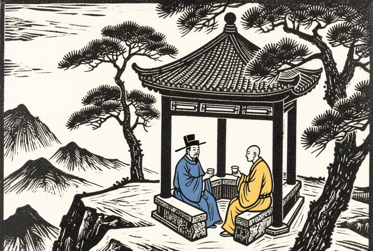 太守问：大师，山顶之巅和深渊之潜，有没有道？
禅师：何为巅？何为渊？
太守沉吟良